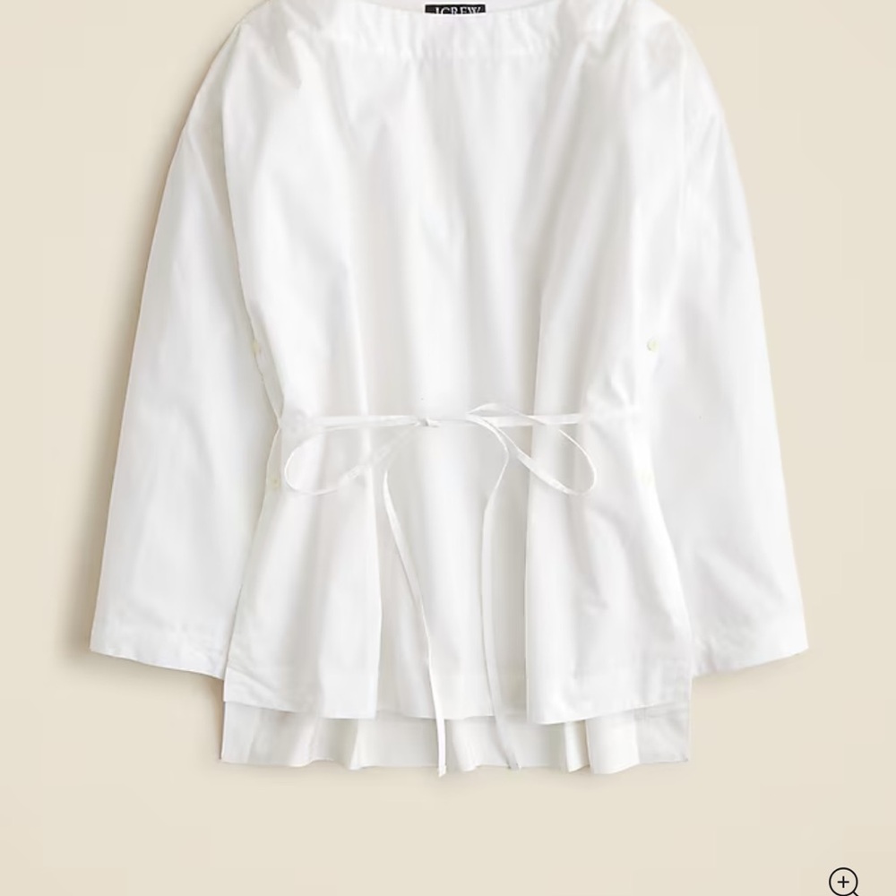 J.Crew Ciel Top in Cotton Poplin White XS w belt NEW! - Picture 3 of 13